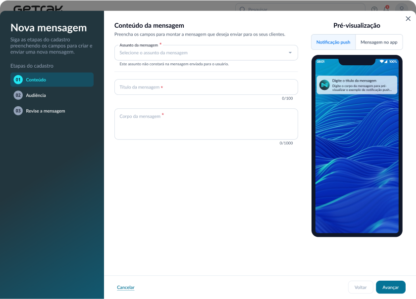 painel de Mensagens GConnect
